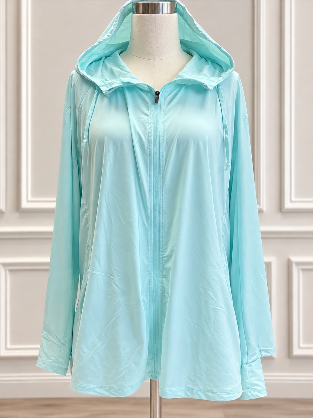 Women's Hooded Aqua Lightweight Coverup Jacket
